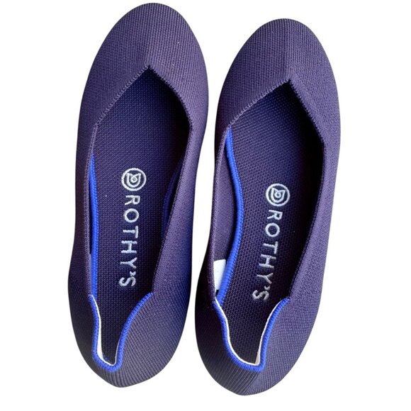 Rothys Round Toe Shoes Maritime Navy Blue Halo Loafer Slip On Ballet Flat Sz 8 - Picture 7 of 8